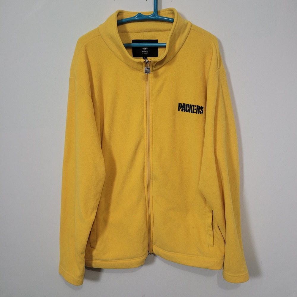 NFL Pro Line Size XL Fleece Jacket Mens Green Bay Packers Full Zip Yellow